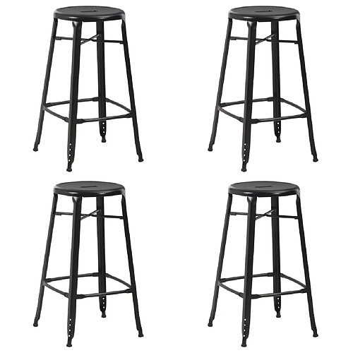 vidaXL Tabourets de bar lot de 4 noir acier