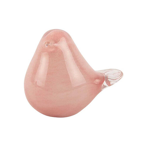 Pt' Statue en verre Fat Bird 9 x 6 x 8 cm rose pâle.