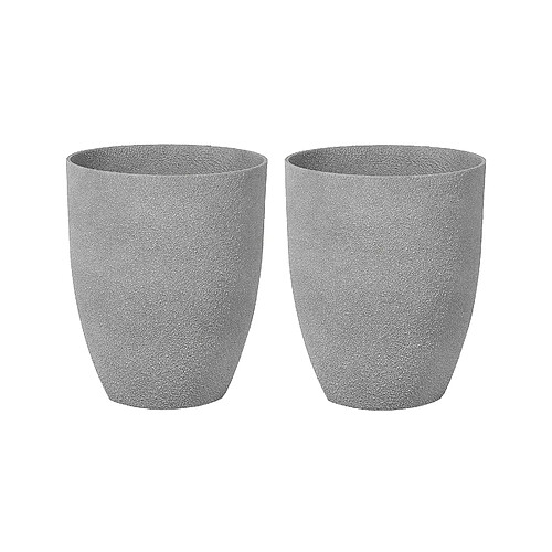 Beliani Lot de 2 cache-pots gris 35 x 35 cm CROTON