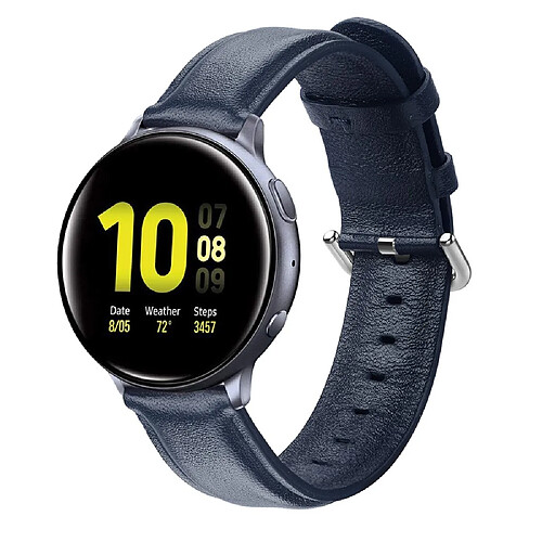 Bracelet en cuir véritable Haut bleu foncé pour votre Samsung Galaxy Watch Active2 44mm