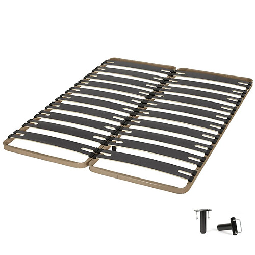 Ebac Sommier à lattes 2x80x200 C310 - 22 lates bois - Fabrication française