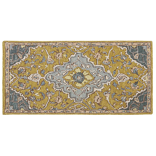 Beliani Tapis en laine jaune et bleu 80 x 150 cm MUCUR