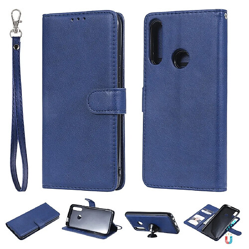 Wewoo Housse Coque Pour Huawei P Smart Z / Y9 Prime Solid Color Flip Horizontal de protection avec support et fentes cartes et portefeuille et cadre photo et lanière bleu