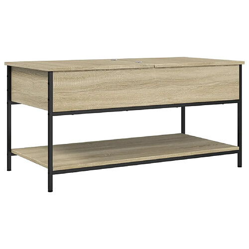 ComfortXL Table Basse Chêne Sonoma 100x50x50cm Bois D'ingénierie Et Métal