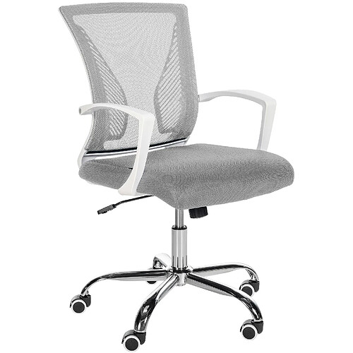 Decoshop26 Chaise de bureau hauteur réglable avec revêtement en maille respirante microfibre gris pieds métal chromé 10_0002690