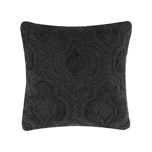 Beliani Coussin PAIKA Coton 45 x 45 cm Unicolore Gaufré Gris foncé