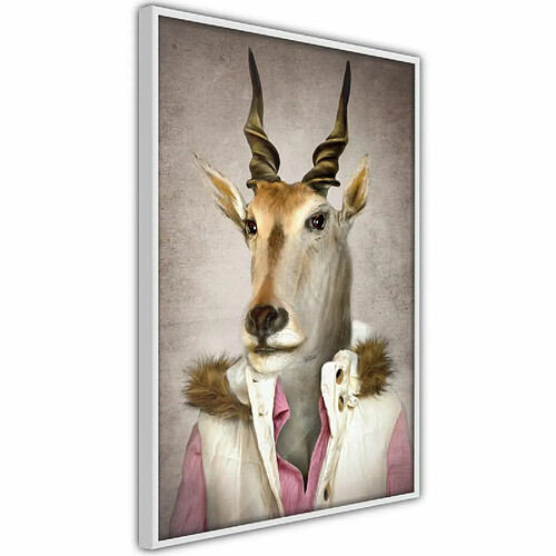 Paris Prix Affiche Murale Encadrée Animal Alter Ego Antelope 30 x 45 cm Blanc