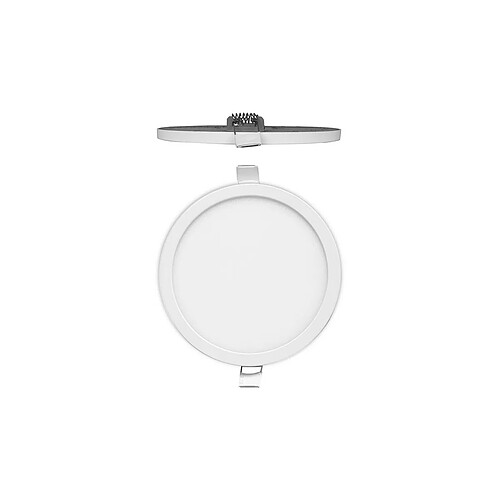 Inspired Downlight encastré LED ultra fin rond de 14,5 cm, 12 W, 3 000 K, 990 lm, blanc mat/acrylique givré, pilote inclus, 3 ans de garantie