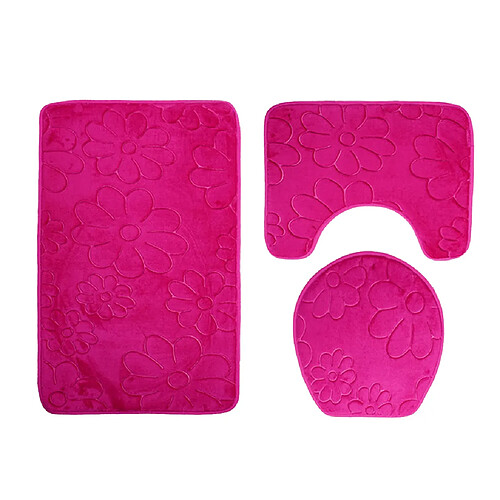 Tapis de bain antidérapant avec contour, couvercle de couvercle de toilette, gris fleur