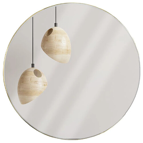 Miroir mural rond dans un cadre doré, or, 55 cm