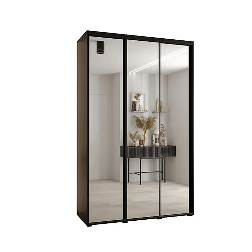 Abiks Meble Armoire à portes coulissantes Davos 2 H235.2 x L160 x P60 3 portes coulissante (Noir/Noir/Noir)