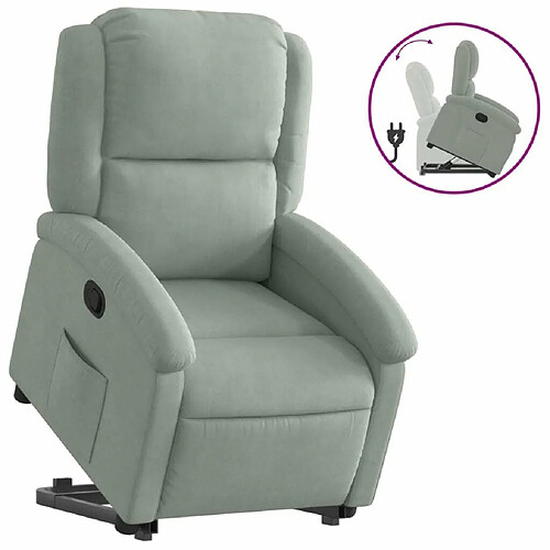 Maison Chic Fauteuil Relax pour salon, Fauteuil inclinable Gris clair Velours -GKD20623