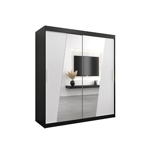 Abiks Meble Armoire Rhomb à portes coulissantes 200/180/62 2 portes (noir/blanc)