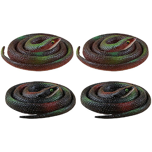 4PCS Serpents Artificiels en Caoutchouc Simulation de Serpents Eco-Friendly Novel Tricky Snake Toys (Random Color)