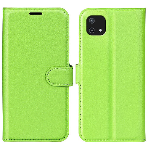 Etui en PU texture litchi, anti-empreinte digitale avec support, vert pour votre Oppo A16e