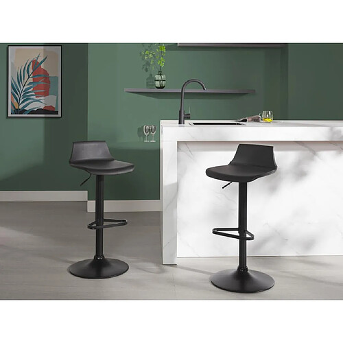 Vente-Unique Tabouret de bar - Polypropylène - Hauteur réglable - Coloris noir - CALAS