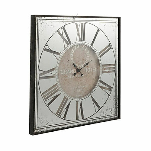 Mes Horloge carrée vieillie 99,5 cm en bois et métal gris