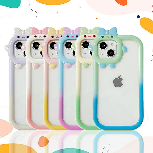 GUPBOO Étui pour iPhone13 Coque de téléphone simple à bordure dégradée en silicone transparent