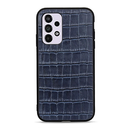 Coque en TPU + cuir véritable texture crocodile, anti-rayures bleu pour votre Samsung Galaxy A33 5G