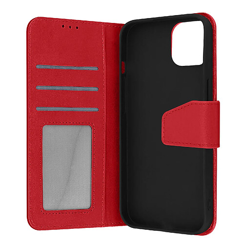 Avizar Housse Apple iPhone 13 Cuir premium Porte-carte Fonction support Vidéo rouge