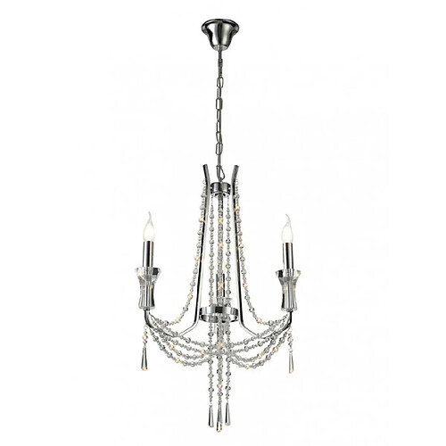 Luminaire Center Chandelier sans abats jours Armand Chrome poli 3 ampoules 87cm