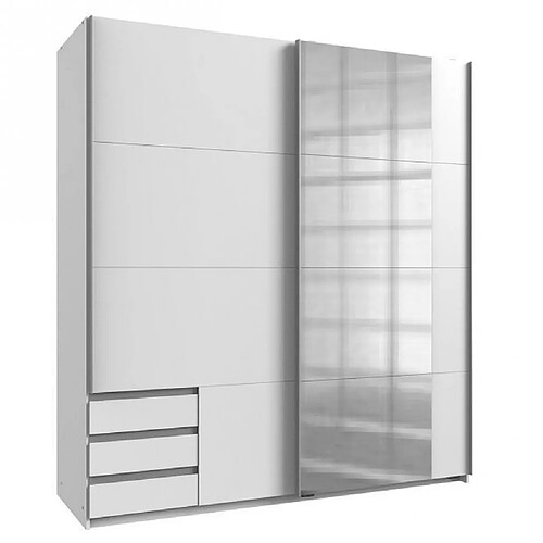 Inside 75 Armoire de rangement EDONA 179 cm portes coulissantes miroir blanc mat