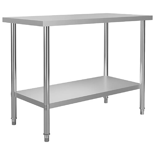 Helloshop26 Table de travail de cuisine 120 x 60 x 85 cm acier Inoxydable 02_0001905