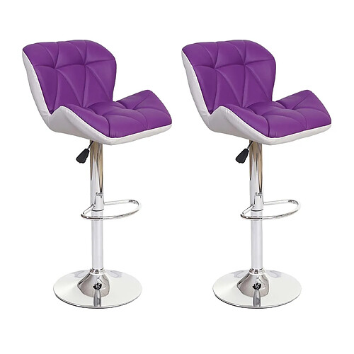 Decoshop26 2x tabourets de bar chaise de comptoir hauteur réglable en synthétique violet cadre en acier chromé 04_0000118