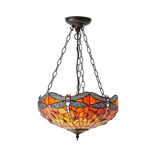 Interiors 1900 Suspension inversée 40 cm Dragonfly Flame, verre et métal