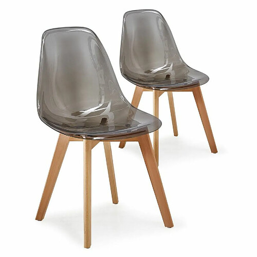 Paris Prix Lot de 2 Chaises Scandinaves Vik 80cm Transparent Fumé