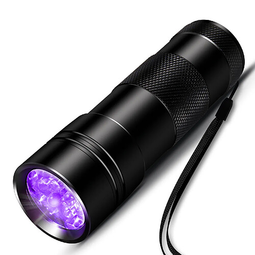 INF Lampe de poche UV noire avec 12 LED 395 nm