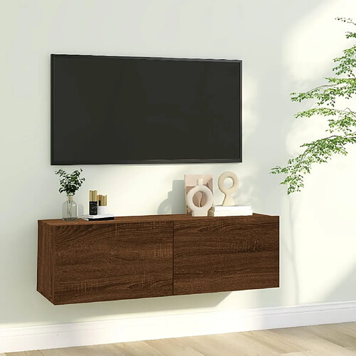 vidaXL Armoire murale TV Chêne marron 100x30x30 cm Bois d'ingénierie