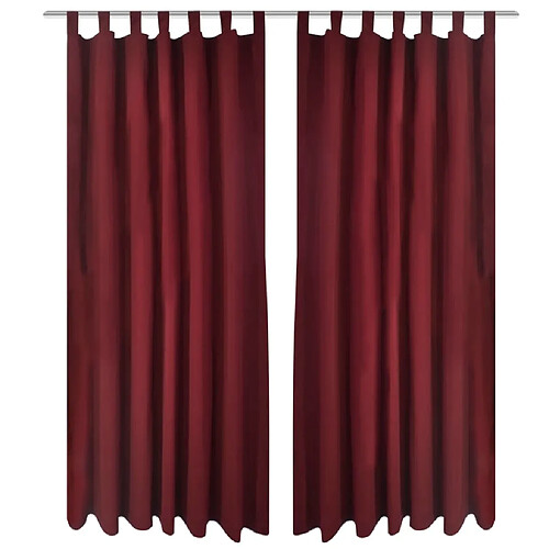 vidaXL 2 pcs Rideau à Passant Micro Satin Bordeaux 140 x 225 cm