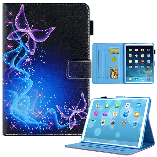 Etui en PU texture croisée avec support papillons violets pour votre Apple iPad mini (2021)