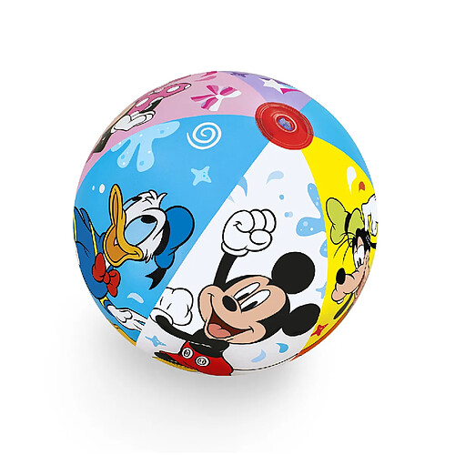 Ballon Gonflable pour Plage ou Piscine Bestway Mickey Mouse 51 cm Diamètre Multicolore avec Valve de Sécurité