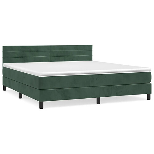 Maison Chic Lit adulte- Lit + matelas,Sommier à lattes de lit et matelas Vert foncé 180x200cm Velours -GKD76139