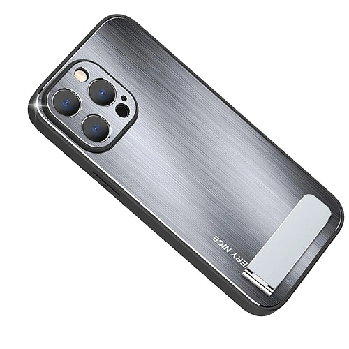 Coque en TPU + alliage d'aluminium anti-chute avec béquille pour votre iPhone 14 Pro Max - argent