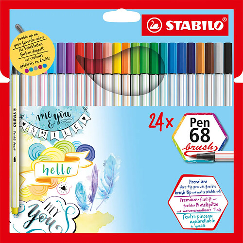 STABILO Feutre pinceau Pen 68 brush, étui en carton de 24 ()