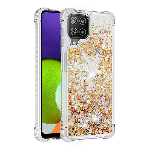 Coque en TPU Amortissement dynamique des sables mouvants Coeurs d'or de diamant pour votre Samsung Galaxy A22 4G (EU Version)