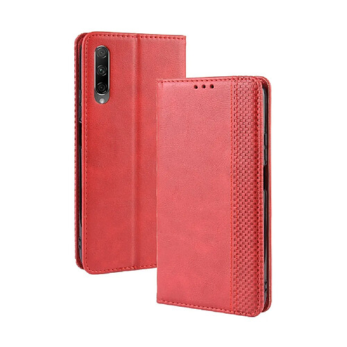 Wewoo Housse Coque Boucle magnétique rétro Crazy Horse Texture en cuir à rabat horizontal pour Huawei Honor 9X / 9X Proavec support et fentes cartes et cadre photo rouge