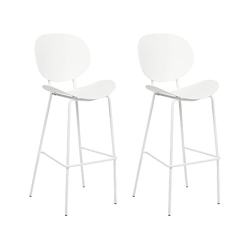 Beliani Tabouret de bar Set de 2 Blanc SHONTO