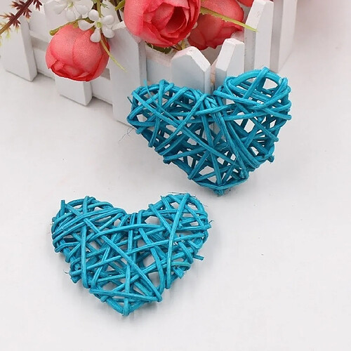 Wewoo 5 PCS 6cm Artificielle Boule De Paille DIY Décoration Rotin Coeur De Noël Décor Maison Ornement Bleu Clair