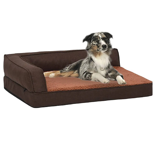 vidaXL Matelas de lit ergonomique de chien 75x53 cm Polaire aspect lin