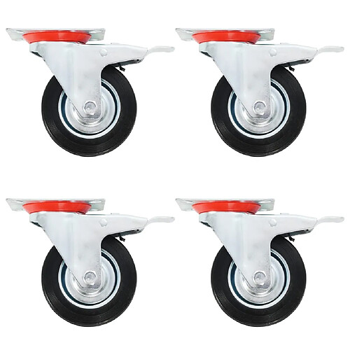 vidaXL Roulettes pivotantes avec double frein 4 pcs 100 mm