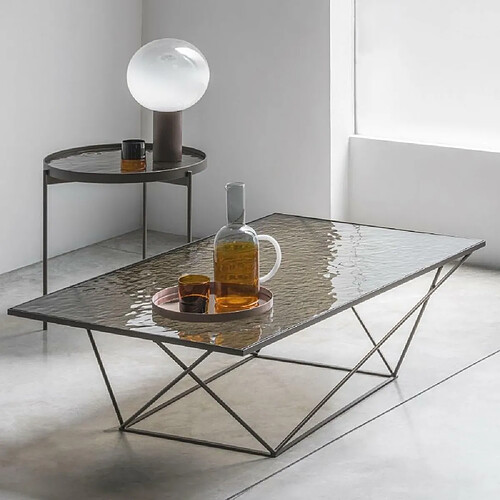 Inside 75 Table basse EVOQUE structure acier Bronze- plateau verre Bronze