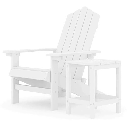 Maison Chic Chaise de jardin avec table - Fauteuil d'extérieur Adirondack PEHD Blanc -MN81654