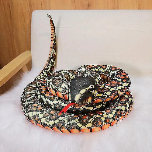 Universal 1,1 mètres Belle simulation Snake Toys Toys Giant Snake Cobra Animaux Python Soft Bardedbrown