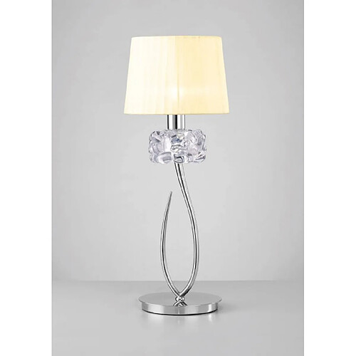 Luminaire Center Lampe de Table Loewe 1 Ampoule E27 Big, chrome poli avec Abat jour crème