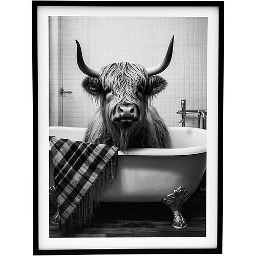 Sil Tableau décoratif noir et blanc Cow bath 45 x 60 cm.