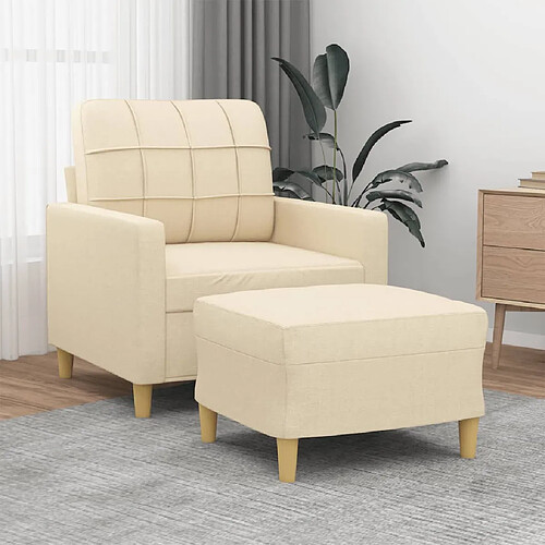 vidaXL Fauteuil avec repose-pied Crème 60 cm Tissu